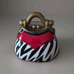 David’s Cookies Jar Mini Zebra Striped Purse Ceramic Cookie Jar